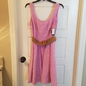 Pink belted summer dress